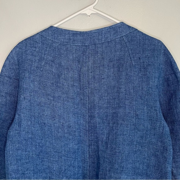 Vintage Louben Canada Linen Open Front Cardigan Blazer Blue Sz S Blue minimalist - Picture 11 of 12